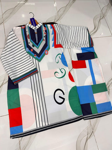 Medium & Large Digital Multi Alphabet Printed 2 Piece – Crepe Swiss Cord Set