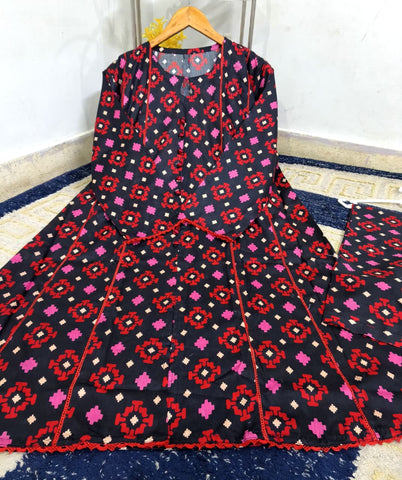 Standard Premium Digital Printed Pure Lawn Kali Frock 2 Piece – 2K26