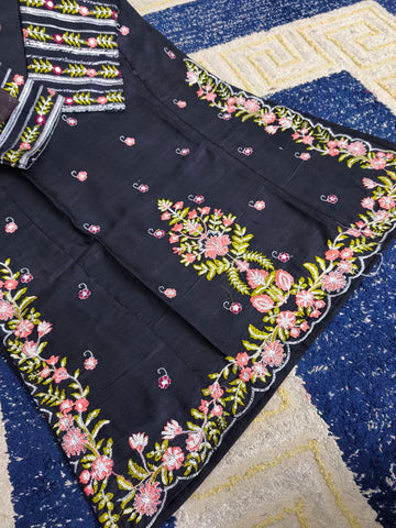 Standard PV Cotton 3 Piece – Heavy Thread & Sequence Embroidery with Monar Dupatta