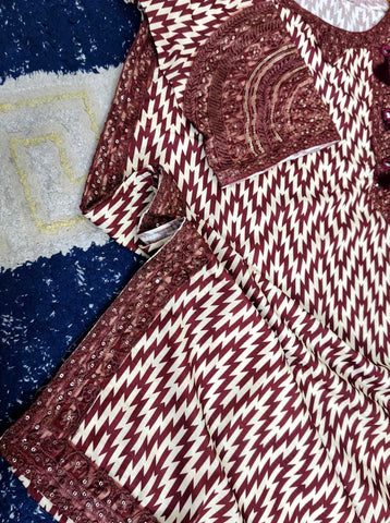 Standard Digital Printed Bana Dora Lawn 3 Piece – Embroidery Patch Work with Organza Dupatta 2K26