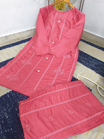 Standard Heavy Embroidery Stitch Kurti 2PC Co-Ord Set – Premium Cotton