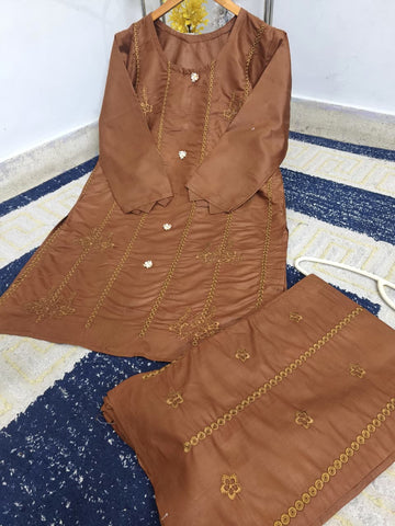 Standard Heavy Embroidery Stitch Kurti 2PC Co-Ord Set – Premium Cotton