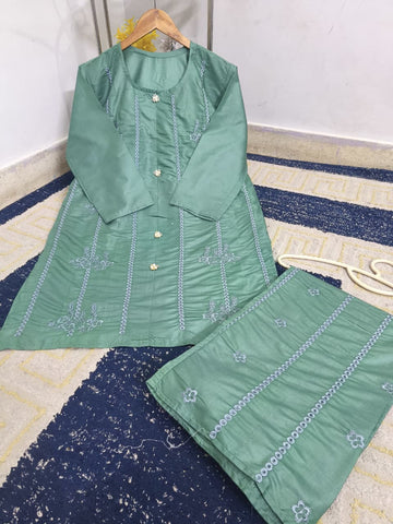 Standard Heavy Embroidery Stitch Kurti 2PC Co-Ord Set – Premium Cotton