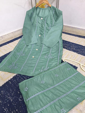 Standard Heavy Embroidery Stitch Kurti 2PC Co-Ord Set – Premium Cotton