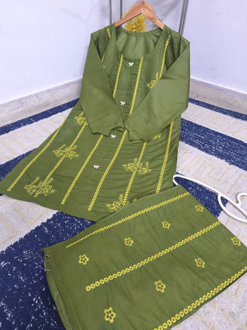 Standard Heavy Embroidery Stitch Kurti 2PC Co-Ord Set – Premium Cotton