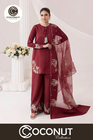 Organza Dupatta with Heavy Sequence Embroidery 2.5 Yards