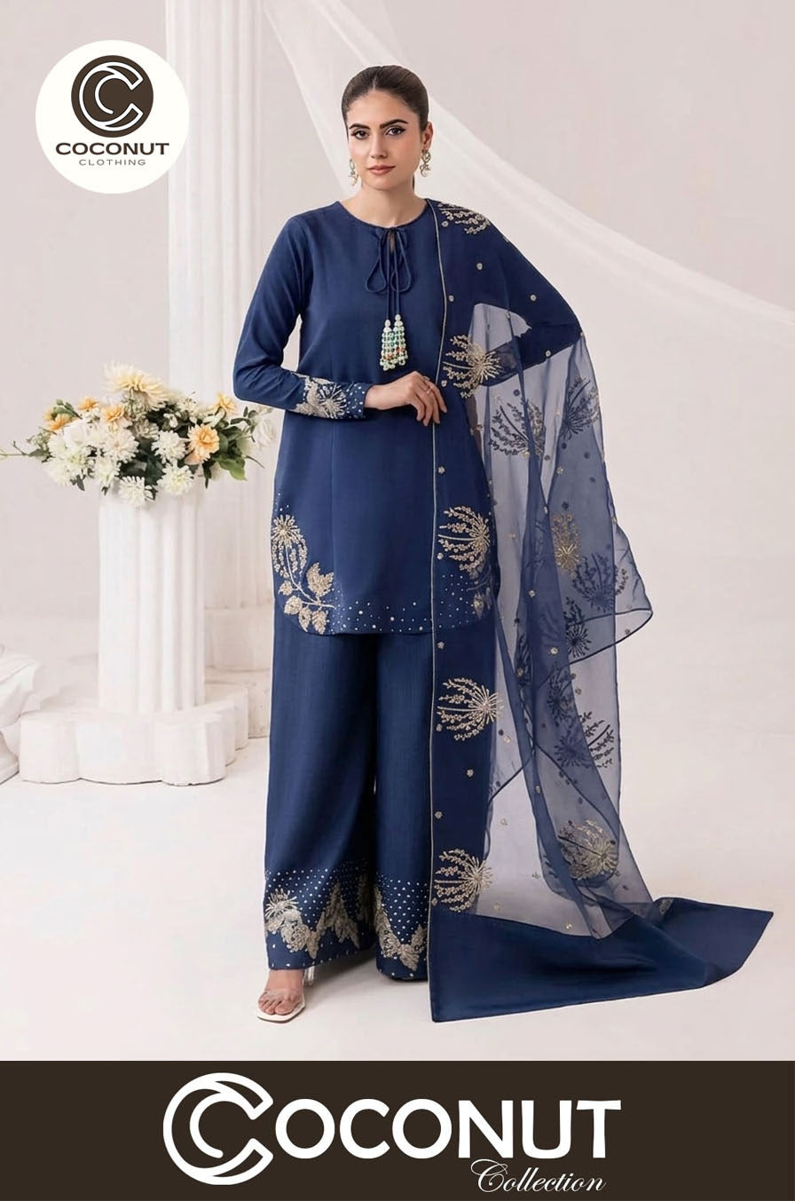Elegant Raw Silk Embroidered Flapper Small Size for Women