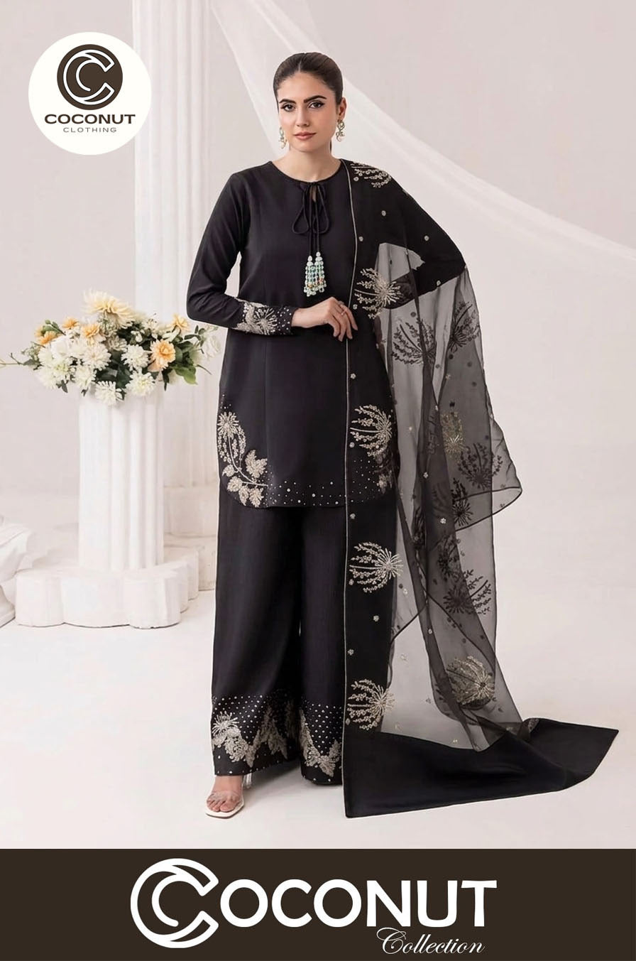 Elegant Raw Silk Embroidered Flapper Small Size for Women