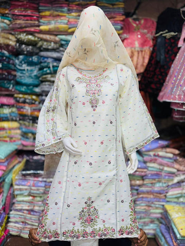 3PC Cotton Embroidered Stitched Suit Premium Cotton Collection for Women