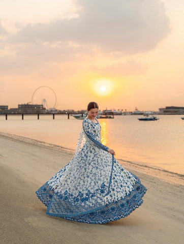 Stitched Collection Digital Printed Doria Lawn Frock 3Pc Dress with Dupatta Premium Summer Outfit