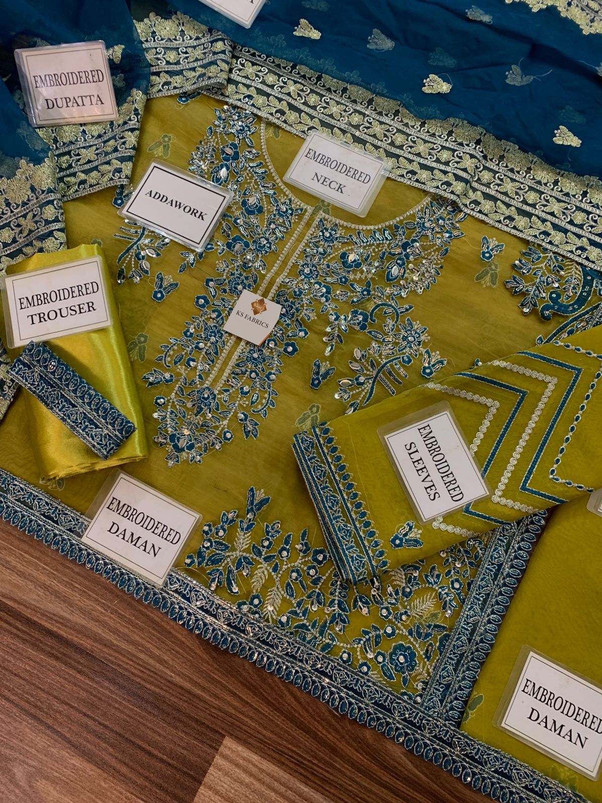 Akbar Aslam 3 Piece Unstitched Heavy Embroidered Organza Suit with Silk Trouser TURKISH-WEAR