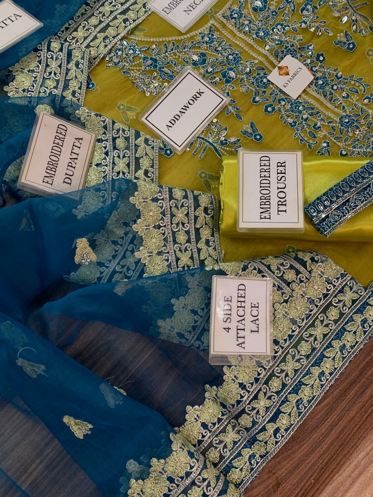 Akbar Aslam 3 Piece Unstitched Heavy Embroidered Organza Suit with Silk Trouser TURKISH-WEAR