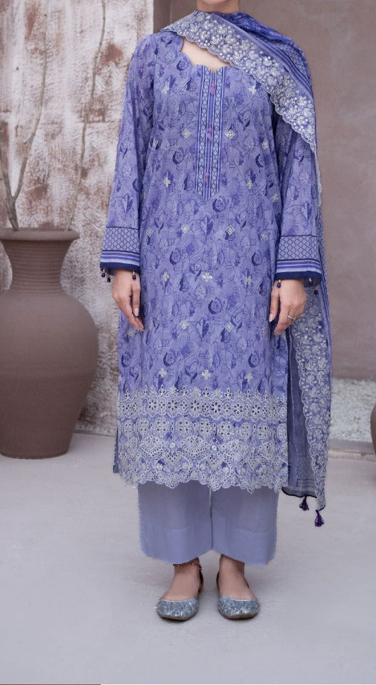 MEHAK 3-Piece Unstitched Lawn Suit – Embroidered Cutwork Collection – Luxury Lawn – Digital Heavy Embroidery Front, Cutwork Daman & Dupatta – Women’s Fashion Pakistan
