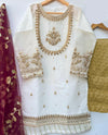 Handwork & Embroidered Organza 3PC Stitched Suit with Embroidered Dupatta