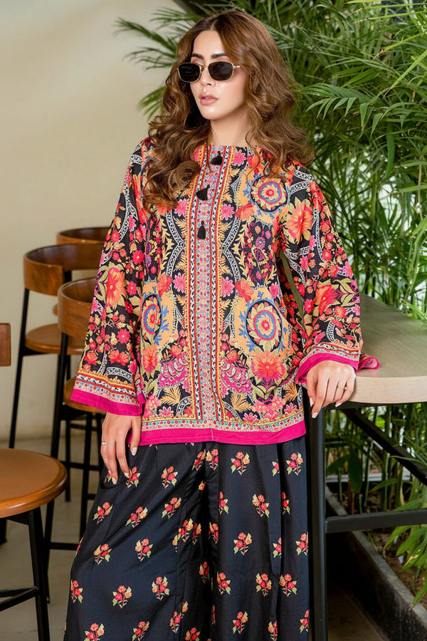 digital printed silk stitched suit for women