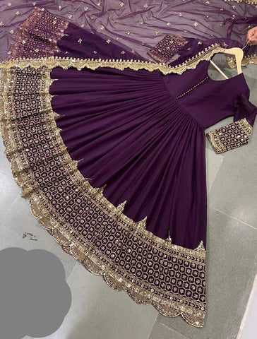 Heavy Sequence Embroidered Chiffon Maxi 3PC Stitched Suit with Sequence Dupatta