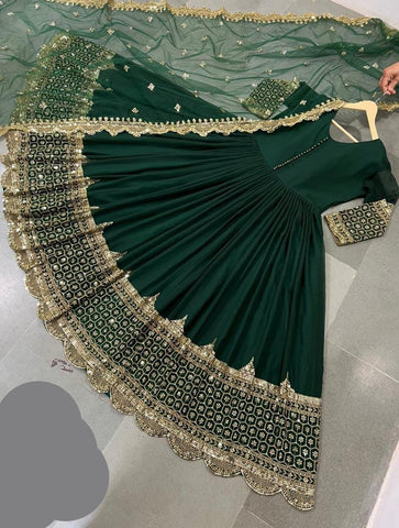 Heavy Sequence Embroidered Chiffon Maxi 3PC Stitched Suit with Sequence Dupatta