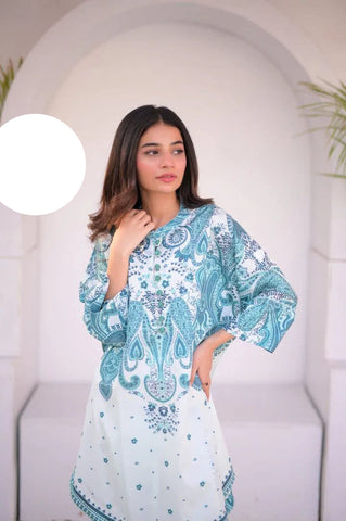 Medium & Large Printed Silk Crepe 2 Piece – Stitched Ladies Dress