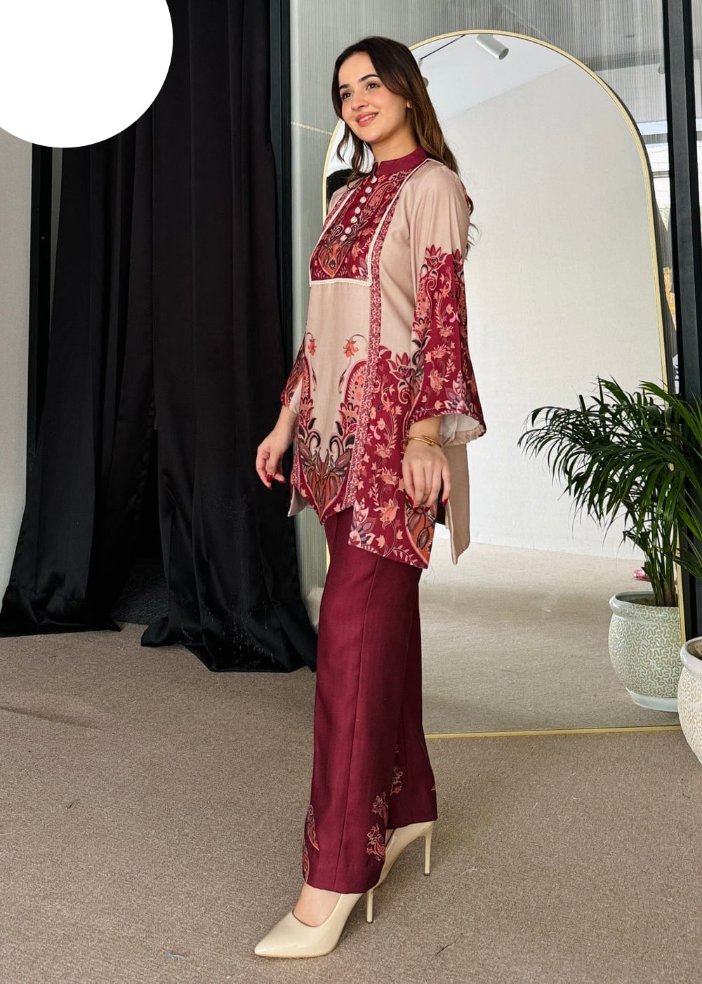 Medium & Large Printed Silk Crepe 2 Piece – Stitched Ladies Dress