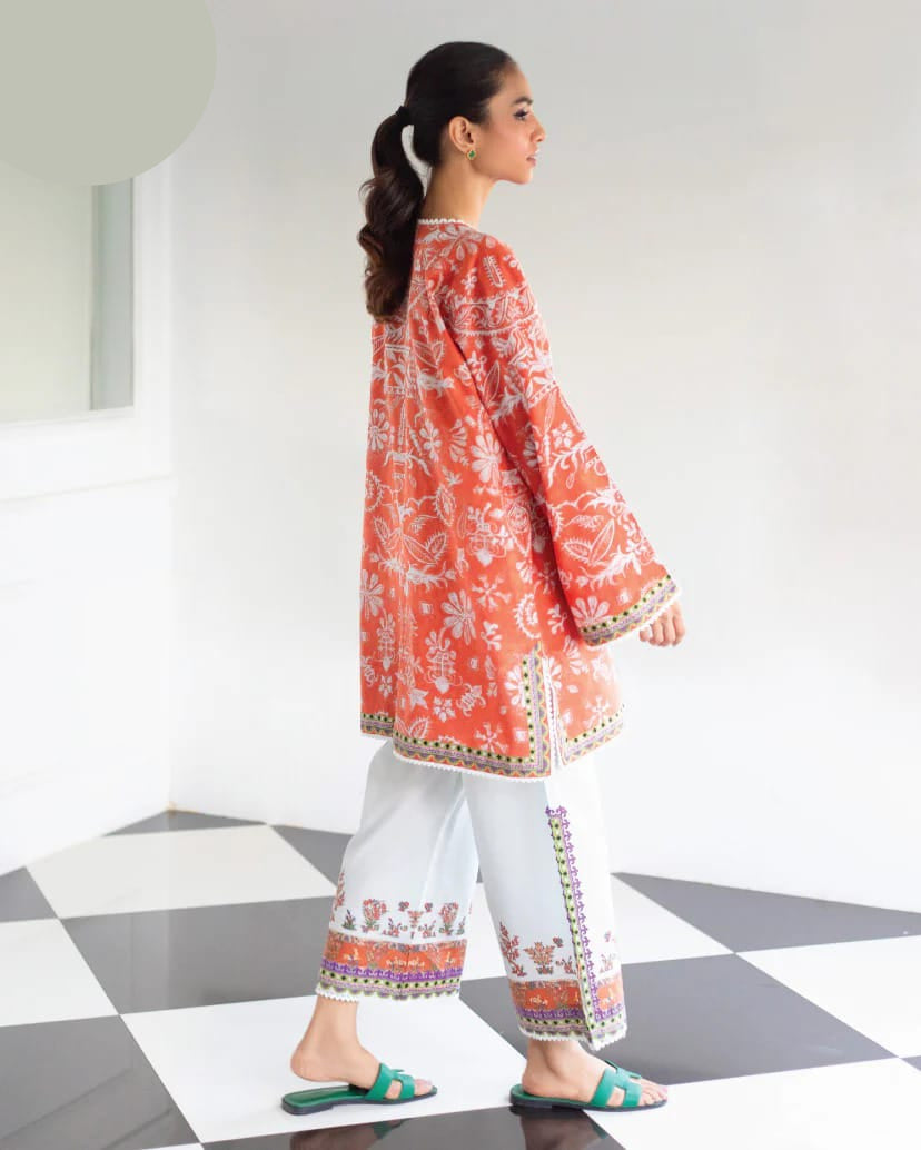 Medium & Large Printed Silk Crepe 2 Piece – Stitched Ladies Dress