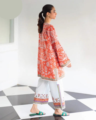 Medium & Large Printed Silk Crepe 2 Piece – Stitched Ladies Dress