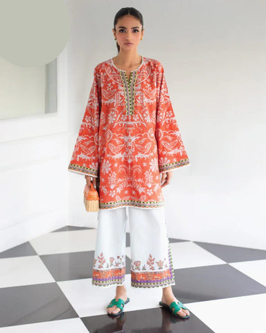 Medium & Large Printed Silk Crepe 2 Piece – Stitched Ladies Dress