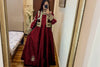 Allover handwork Shamose silk koti maxi 2 piece set with nug stone heavy embroidery front and back formal wear