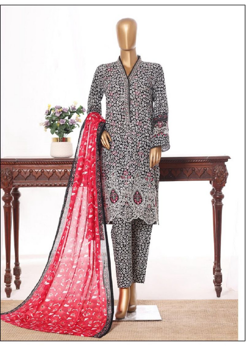 Premium Embroidered Lawn 3 Piece Stitched Women’s Suit – Elegant Summer Collection