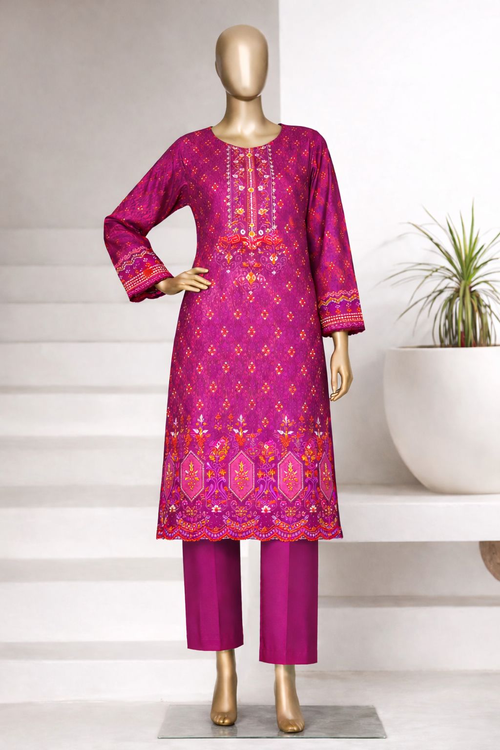 Premium Embroidered Lawn 2 Piece Stitched Women’s Suit – Elegant Summer Edition