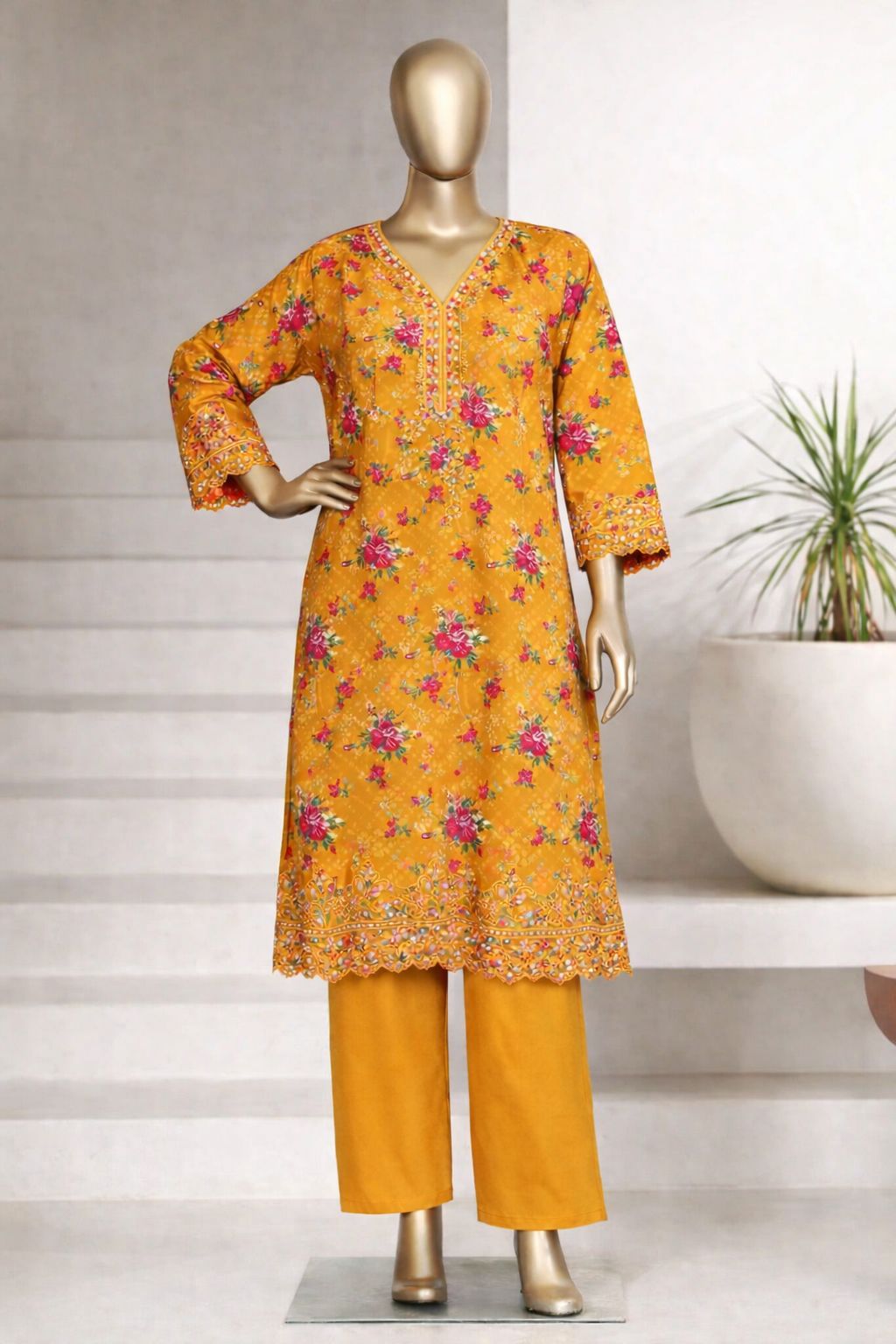 Premium Embroidered Lawn 2 Piece Stitched Women’s Outfit – Elegant Summer Collection