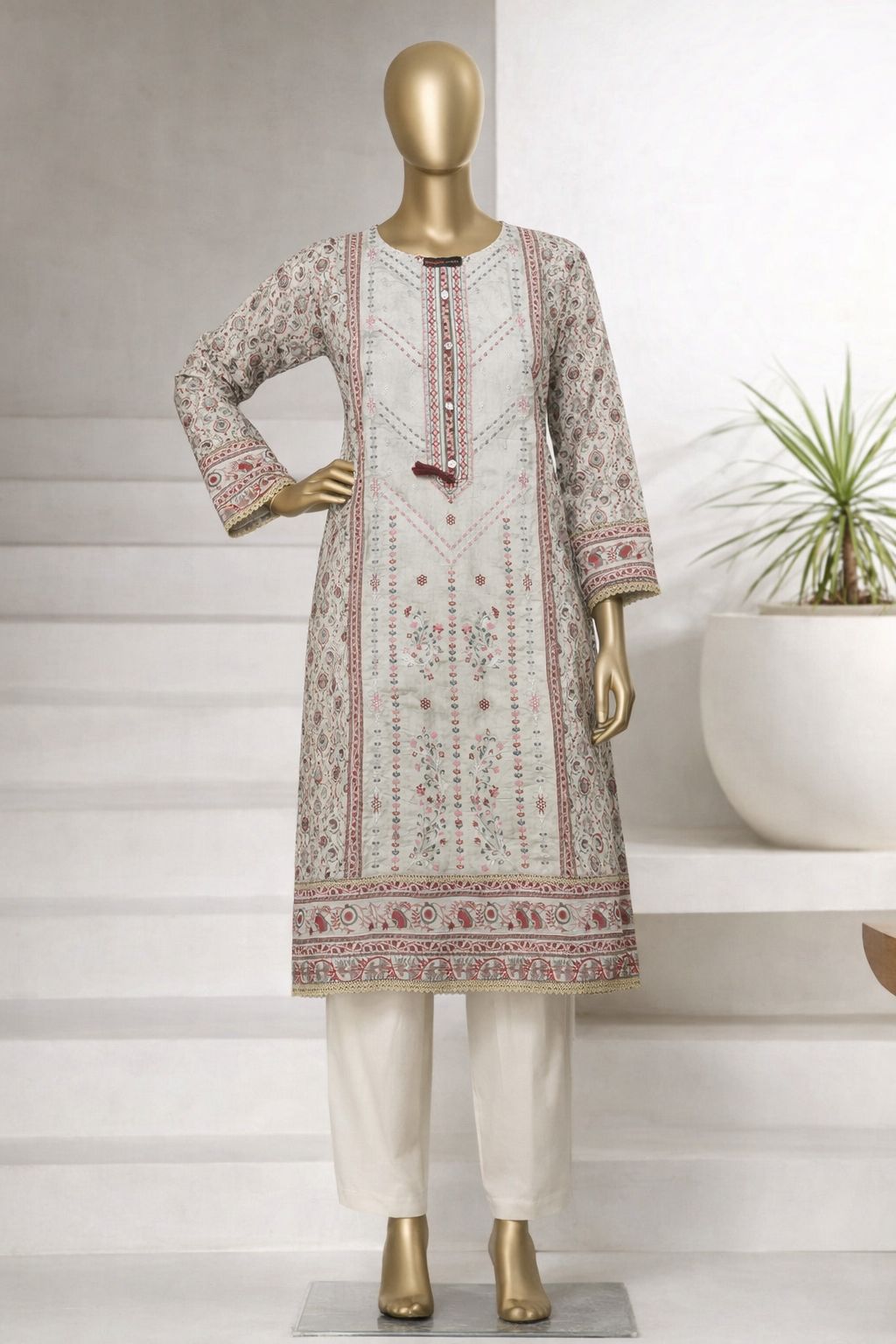 Premium Embroidered Lawn 2 Piece Stitched Suit for Women – Elegant Summer Wear