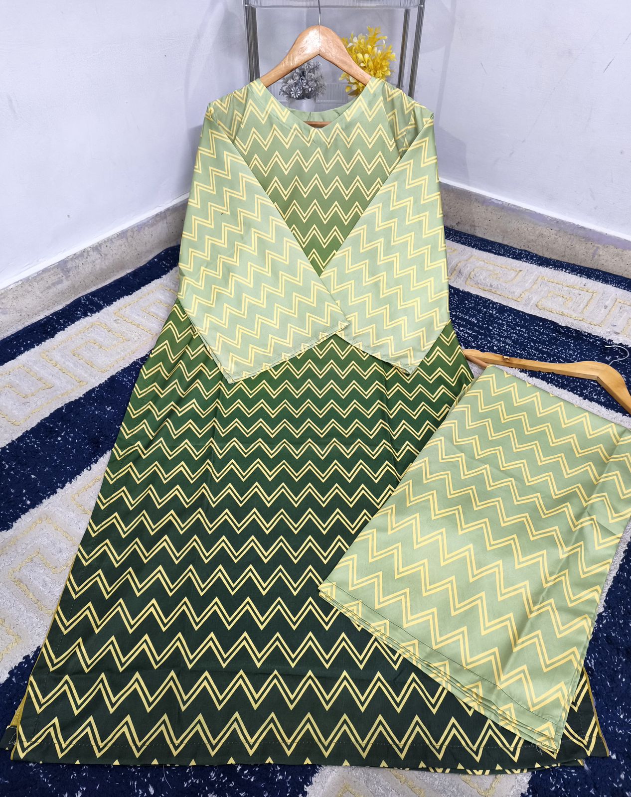 Standard Digital Printed Swiss Lawn 2 Piece – Long Shirt with Flapper Trouser