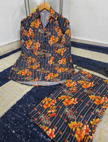 Medium Polo Cotton Digital Printed Co-Ord 2 Piece – Stitched Ladies Set