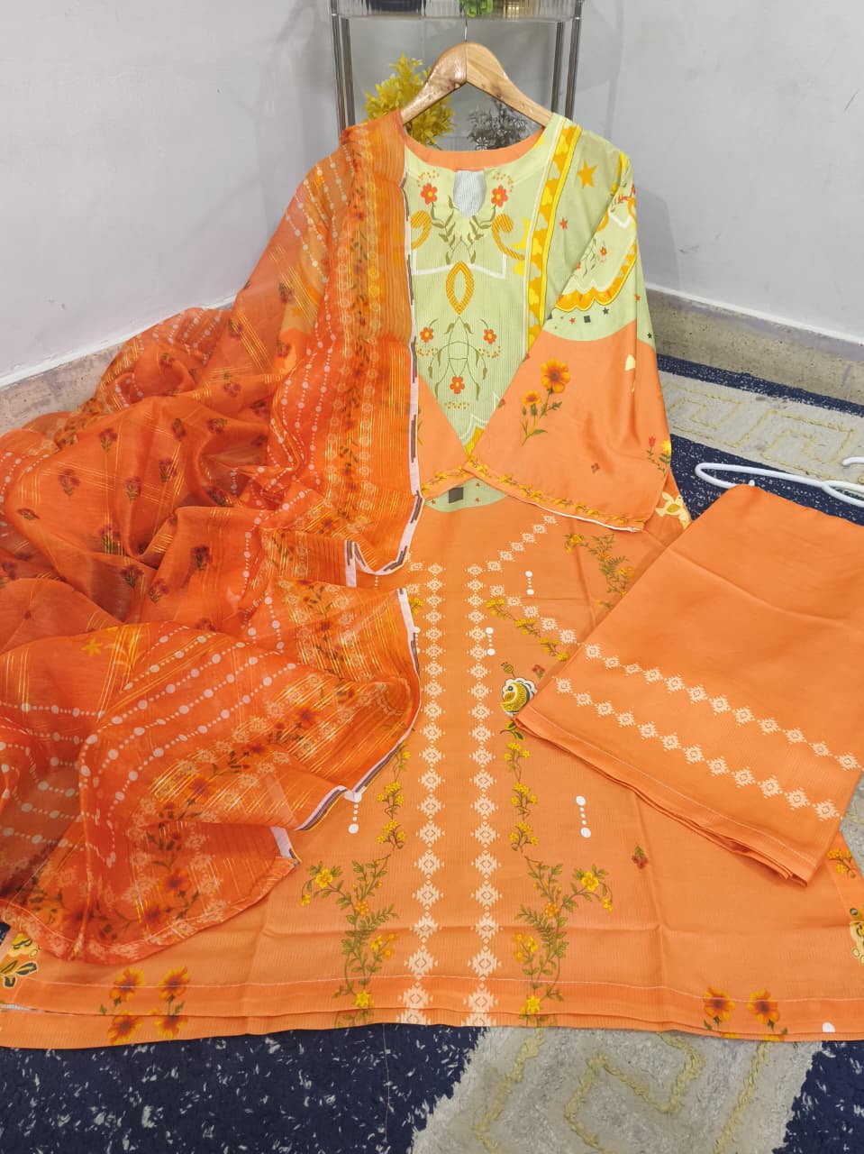 Standard Long Baggy Digital Printed Co-Ord 3 Piece – Swiss Lawn
