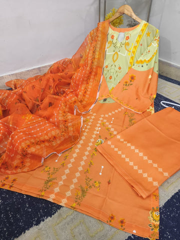 Standard Long Baggy Digital Printed Co-Ord 3 Piece – Swiss Lawn
