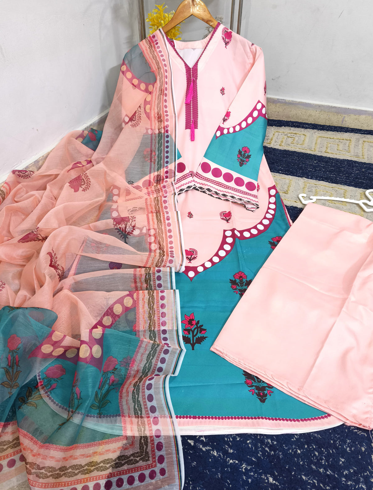 Standard Long Baggy Digital Printed Co-Ord 3 Piece – Swiss Lawn