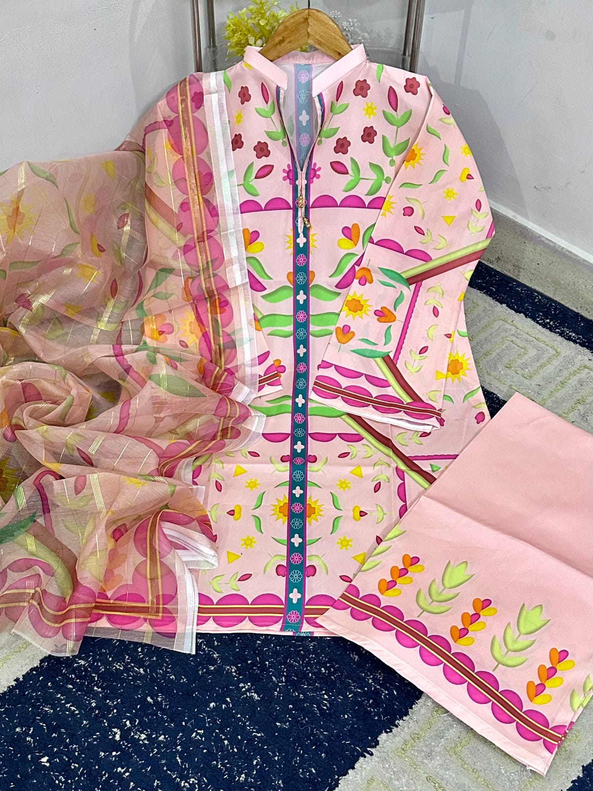 Standard Bloom Digital Printed Co-Ord 3 Piece – Swiss Lawn with Monar Dupatta