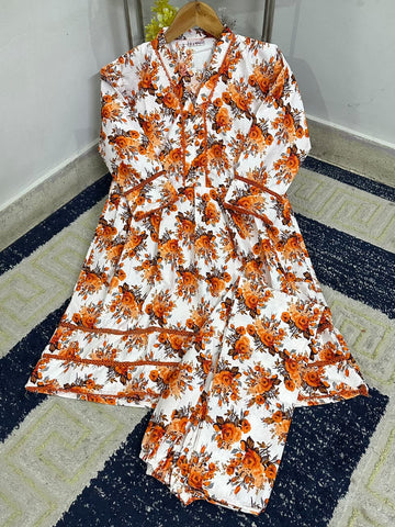 Standard Digital Printed Polo Cotton Frock 2 Piece – Lace Work 2K26