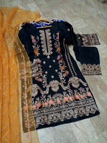 Full Embroidered Organza 3PC Stitched Suit with Embroidered Dupatta