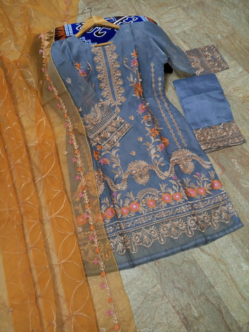 Full Embroidered Organza 3PC Stitched Suit with Embroidered Dupatta