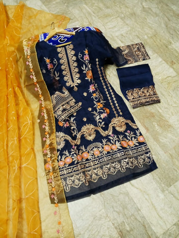 Full Embroidered Organza 3PC Stitched Suit with Embroidered Dupatta