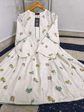 Standard Original Khadi Digital Printed Fully Embroidered Frock – Lawn Cotton