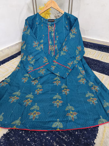 Standard Original Khadi Digital Printed Fully Embroidered Frock – Lawn Cotton