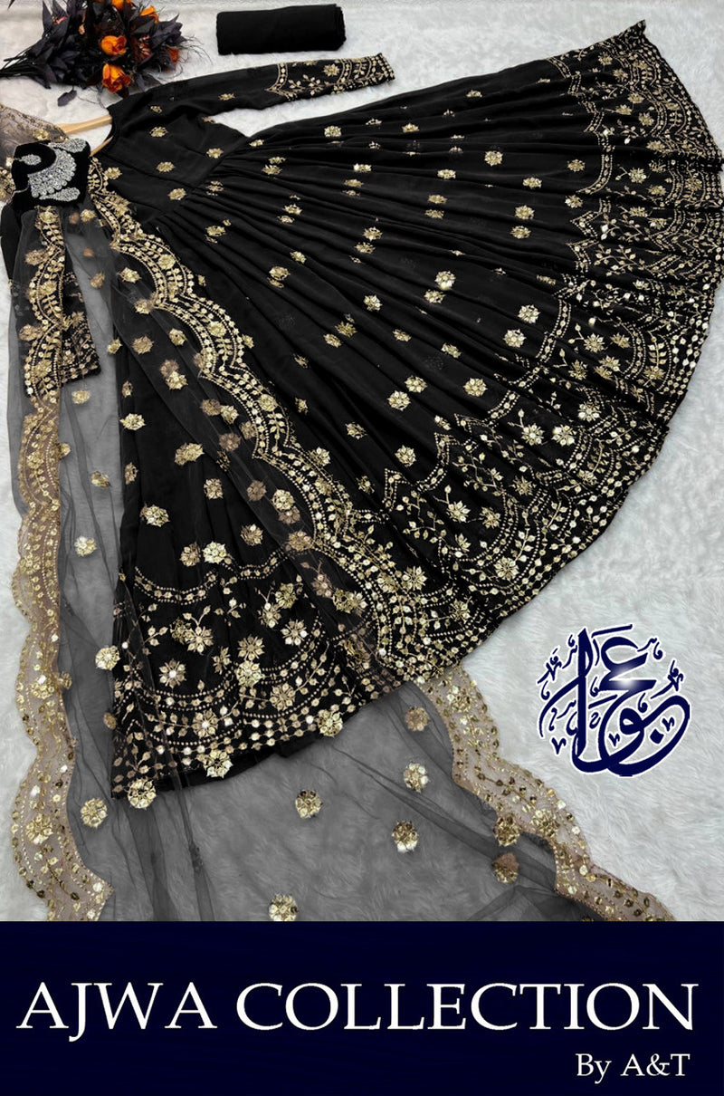 Women border ring polka embroidered shamose silk maxi with two border embroidered organza dupatta and trouser 3 piece stitched suit