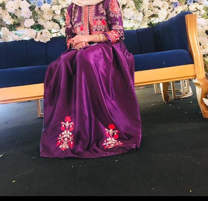 Women sleeveless embroidered silk maxi dress with separate embroidered koti 2 piece stitched suit