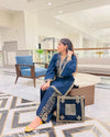 Women premium linen shirt with plazoo and handbag 3 piece stitched outfit
