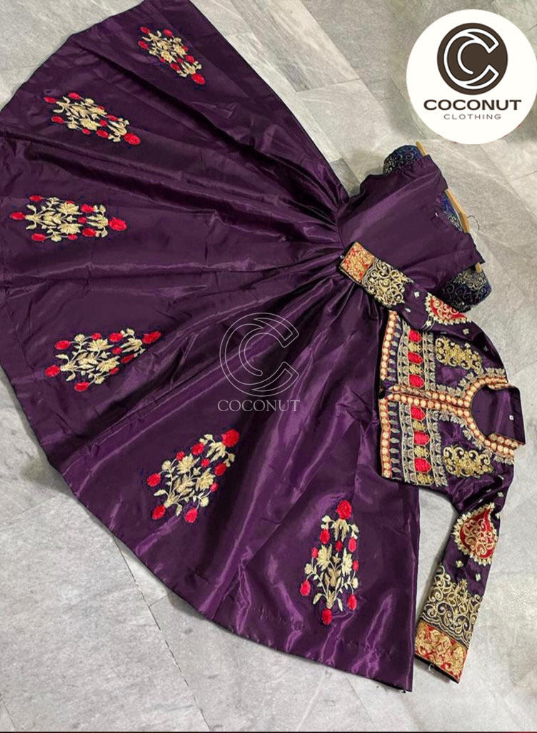 Women sleeveless embroidered silk maxi dress with separate embroidered koti 2 piece stitched suit