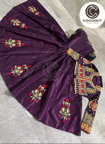 Women sleeveless embroidered silk maxi dress with separate embroidered koti 2 piece stitched suit